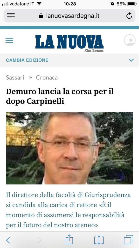 Demuro lancia la corsa per il dopo Carpinelli
